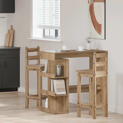 vidaXL - Bartafel - met - opbergrek - 100x48x101,5 - cm - artisanaal - eikenkleurig