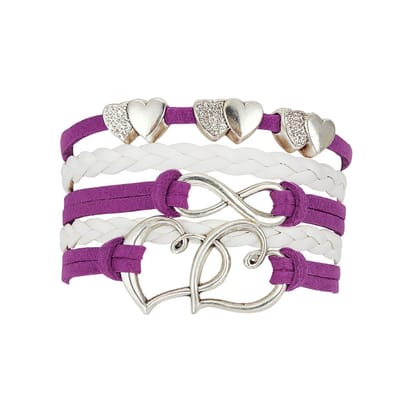 Licht paarse Armband met Hartjes & Infinity Symbool – Gevlochten Vriendschapsarmband voor dames