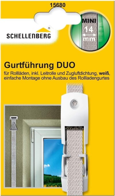 Schellenberg 15680 Belt Guide Duo Mini, opbouwmontage voor rolluikbanden, incl. tochtstrip en geleiderol.