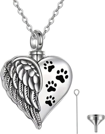 Ashanger hart - Ashanger zilver hart met hondenpootjes - Luxe gedenksieraad - Ashanger - Petshop Seven®