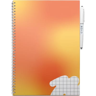 MOYU Uitwisbaar Schoolschrift A4 - Softcover - Ruitjes pagina’s - 100% Steenpapier - Inclusief uitwisbare pen, penhouder en wisdoekje