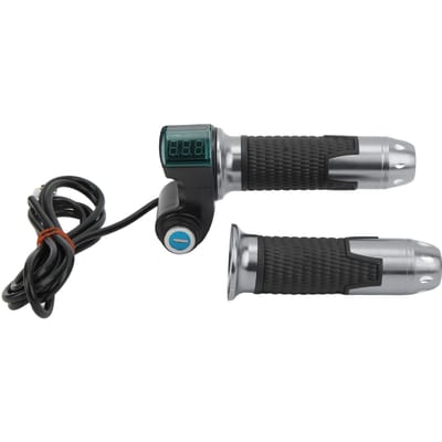 1 Paire Poignée Accélérateur Vélo Électrique Poignée Tournante Accélérateur Poignée avec Affichage Numérique Vert Motif GrainéGris black