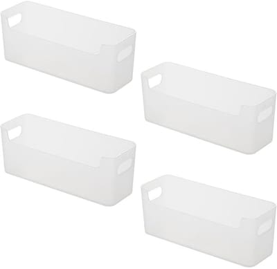 GELLDG Lade-organizer - Badkamer Organizer - U-vormig Design Met Hoge En Lage Randen - Hoogwaardig Kunststof Met Geïntegreerd Handvat - Stapelbaar Voor Verticale Opslag - Geschikt Voor Keuken, Bureau En Slaapkamer - 4stucks - Transparant