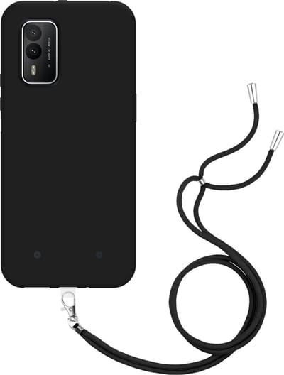 Just in Case hoesje met koord geschikt voor Nokia XR21 Hoesje met Koord - Flexibele Case - Zwart