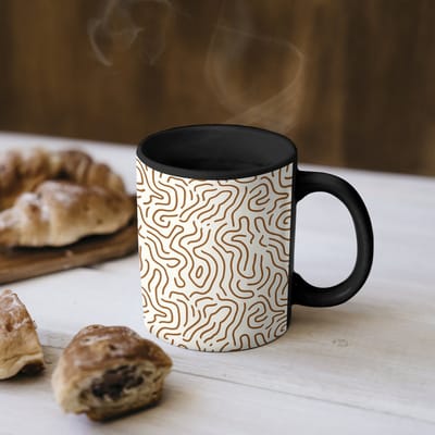 Magische Mok - Foto op Warmte Mokken - Koffiemok - Minimalistisch - Patroon - Terracotta - Magic Mok - Beker - 350 ML - Theemok