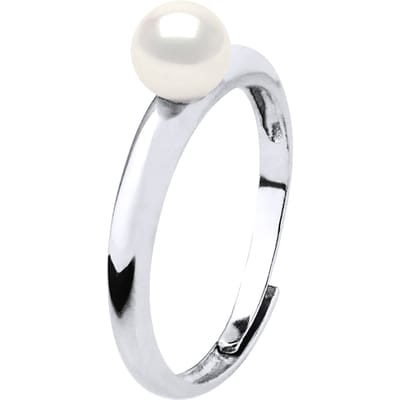 Eenvoudige Ring - Echte Gecultiveerde Zoetwaterparels Rond 5-6 mm