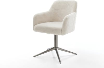 Eetkamerstoel Greg-Flex kruispoot grafiet pluchen crème-wit 360° draaibaar rocker-functie pocketveer kern