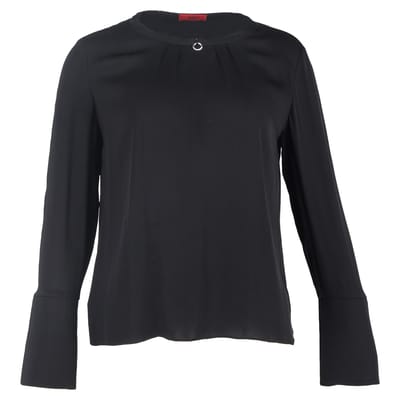 Hugo Boss top met lange mouwen en ringversiering in zwart polyester