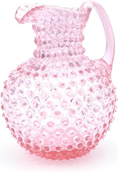 Prachtige roze Ananas karaf rosalin – handgemaakt - hobnail decanter jug – handmade jar – wijnkan - waterkan - ROYAL BOHEMIA Anna von Lipa - moderne vaas