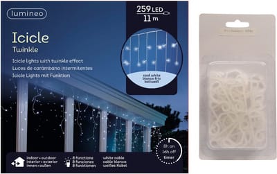 IJspegel verlichting koel wit buiten 259 lampjes met dakgoot haakjes - Lichtsnoeren - Kerstverlichting