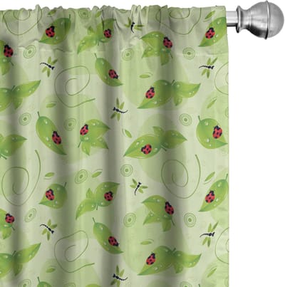 ABAKUHAUS Lieveheersbeestje – Voorhangen 2x75x175 cm – Microvezel – Halfdonker Groen Vermiljoen