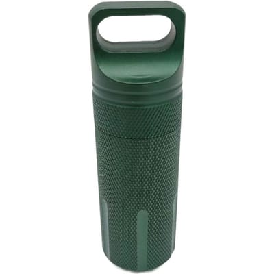 1 ST Aluminiumlegering Waterdichte Pillendoosje Fleshouder Container Sleutelhanger Medicijndoos Opslag Pillendoosje Sleutelhouder donkergroene kleur