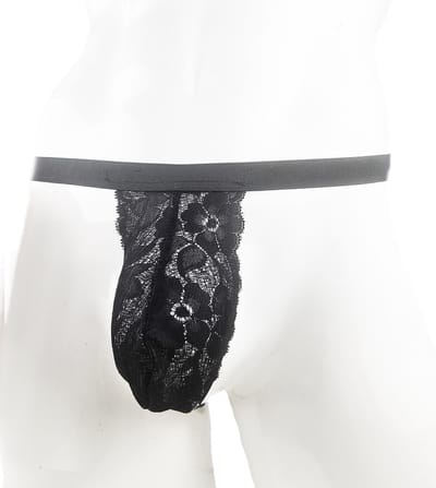 BamBella® Slip kant voor mannen - XS - ring doorzichtig Erotische Sexy Lingerie Heren - Zwart mannen ondergoed slip