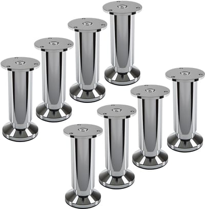 SOTECH 8 stuks meubelpoten TERRA hoogte 120 mm gepolijst chroom hoogte verstelbaar tot max. 15 mm, belastbaar tot 250 kg / per voet
