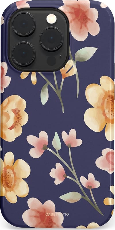 Casetastic Hoesje Geschikt voor Apple iPhone 14 Pro Magsafe - Stijlvolle Beschermende Duo-layer Case - Fluweel Bloemendesign