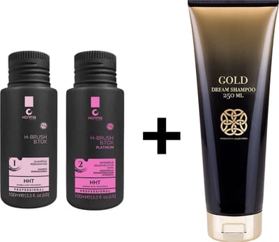 Original KIT LISSAGE BRÉSILIEN | HONMA TOKYO H BRUSH 2x100ml + GOLD DREAM SHAMPOO 250 ML 100% VEGAN
