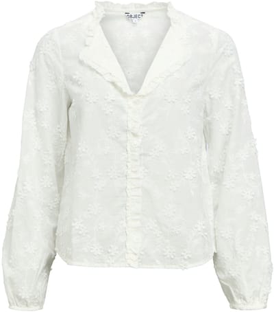 Object Blouse Objkarli L/s Re Shirt Noos 23049209 Cloud Dancer Dames Maat - W36