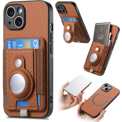 Hoesje Voor iPhone 16 15 14 Plus 13 Mini 12 11 Pro Max Magsafe Telefoonhoesje Met AirTag Bescherming Kaarthouder Portemonnee Magnetische Adsorptie For iPhone 15 Plus