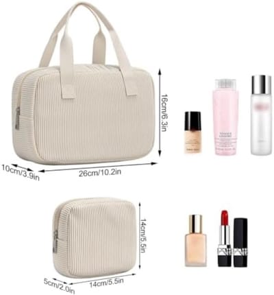 Dames Cosmetische Organizer Set - Zachte Corduroy Make-uptassen