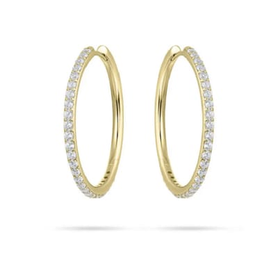Klapoorbellen 14K Gold Glated belegd met zirkonia | 30 mm. | Luxe en Stijlvolle oorbellen | Jonline