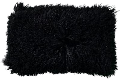 Van Buren - Tibetaans schapenvacht kussen - Zwart 30x50cm - 100% echt schapenvacht