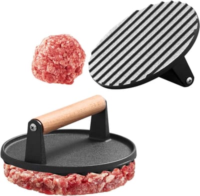 Gietijzeren Burgerpers - Patty Maker Hamburger - Burgers Maken - Zwaar Gietijzer - 17 x 17 x 7 cm - Zwart