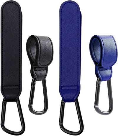 Kinderwagen Gespen - Wandelwagen Haken - Items Ophangen - Duurzaam Nylon Materiaal - 4 Stuks - Zwart Donkerblauw