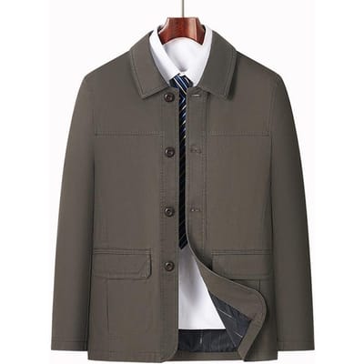 Katoenen jas heren lente en herfst reversjas business casual knoopjas 195