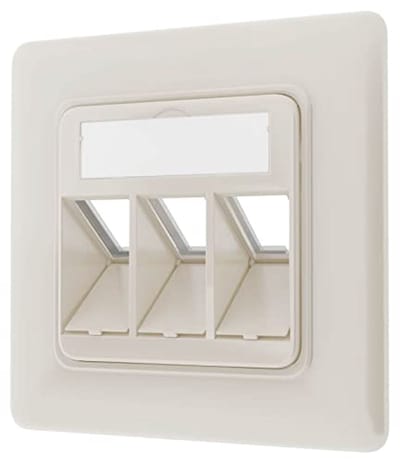 hb-digital 3-poorts LAN-aansluitdoos, gegevensdoos, lege doos, netwerkdoos, inbouwdoos, installatiedoos voor Keystone-module, metalen behuizing, zuiver wit