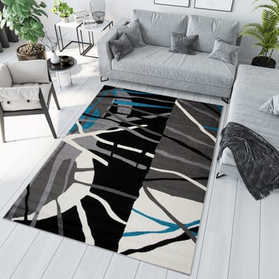 Tapiso Jawa Vloerkleed Grijs Blauw Abstract Woonkamer Tapijt Maat- 120x170