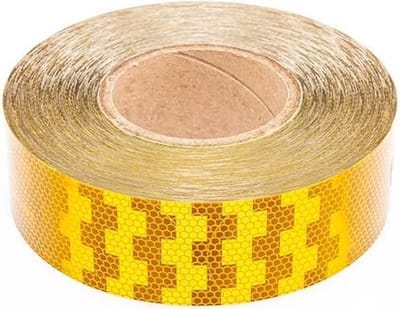 50 meter reflecterende tape voor harde ondergrond - oranje/geel