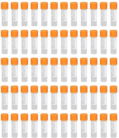 60 Stuks Oranje Centrifugebuizen 2ml met Schroefdop en Ribbelrand voor Laboratorium Monsters, Testbuizen en Plastieken Laboratorium Tubes