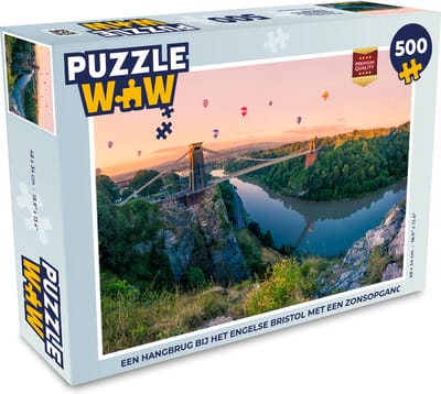 Puzzel Een hangbrug bij het Engelse Bristol met een zonsopgang - Legpuzzel - Puzzel 500 stukjes