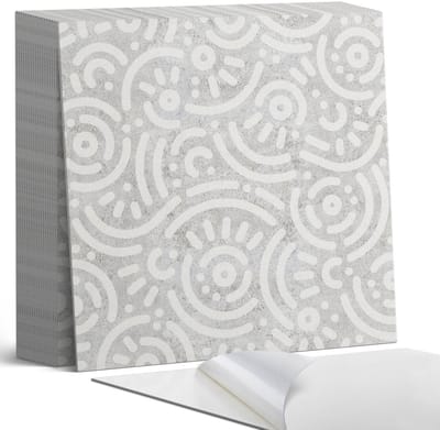 Coloray Plaktegels - Abstract lijnpatroon Zelfklevende Tegels - 20 cm x 20 cm - Grijs Plaktegels - 20 stuks - Vierkant PVC Tegels - Plaktegels Badkamer - Plaktegels Vloer - Vinyl Tegels - Wandtegel Zelfklevend