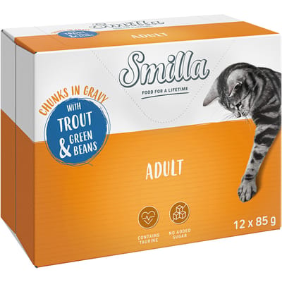 Smilla fresh zakjes Volwassen hapjes met groenten - Forel en sperziebonen (12 x 85 g)