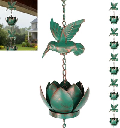 Regenwaterketting - Decoratieve ketting - Waterafvoer buiten - Duurzaam ijzer design - 24 meter - Smaragdgroen