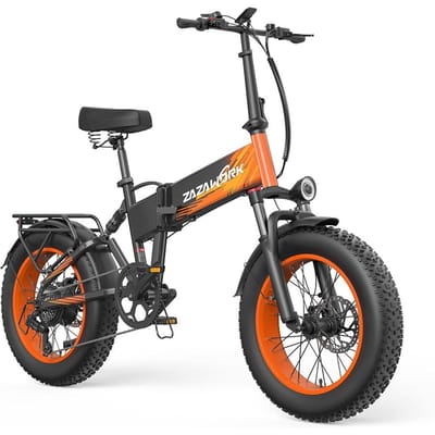 ZAZAWORK CF1000 Opvouwbare Elektrische Fiets, 48V 20Ah Verwijderbare Batterij, Volledige Vering oranje