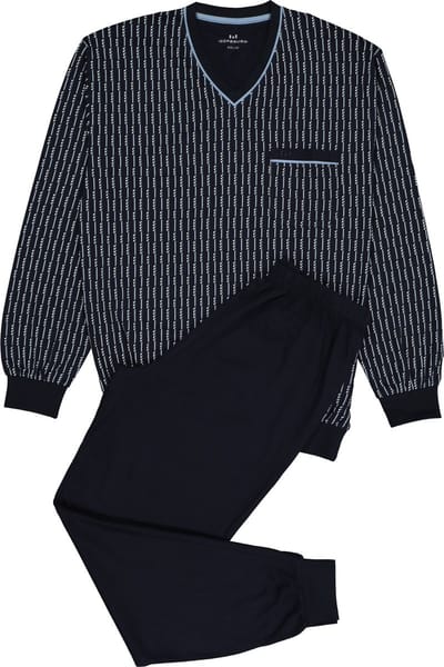 Gotzburg heren pyjama - blauw met lichtblauw en wit dessin