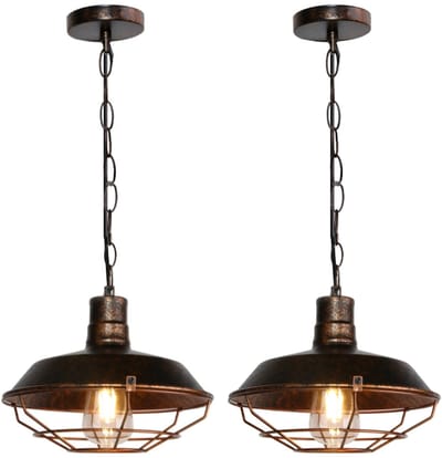 2 Stuks Industrieel Hanglamp Slaapkamer E27 Plafondlamp Woonkamer 26cm Kroonluchter Keuken Roest