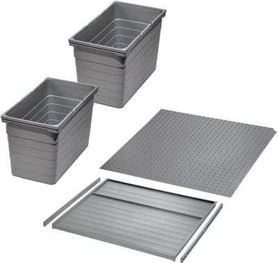 Ninka afvalscheidingssysteem eins2vier KB 600 mm, zijdikte 16 mm Hoogte 330 mm 2x 25L, 1x 60 mm bodemplaat, 1x 60 mm