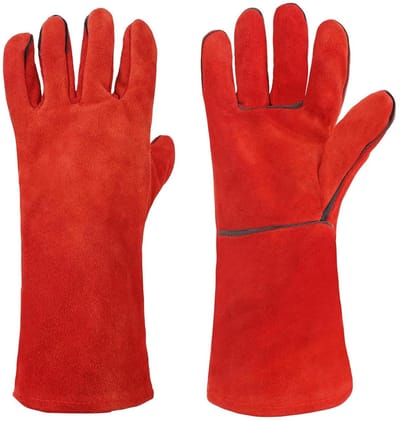 Allecta - Hittebestendige Haard- en Grillhandschoenen voor Buiten Grillen, Koken en Bakken - Rood