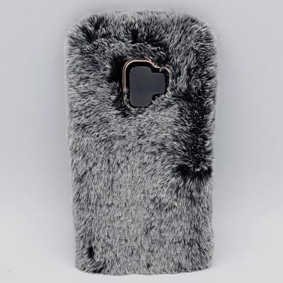 Geschikt voor Samsung S9 – pluizig hoesje – grijs