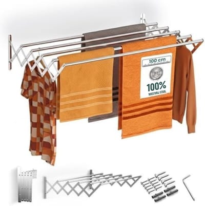 YOR® Wanddroogrek Inklapbaar - Wanddroogrek - Zilver - ‎80cm x 100cm x 27cm; 2.2 kg