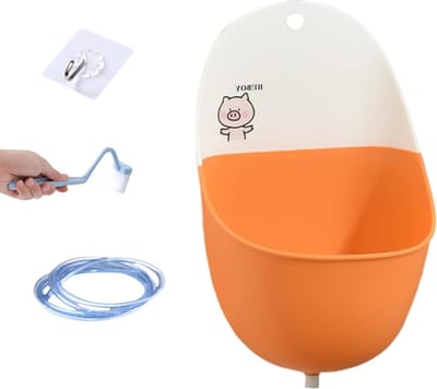 Babypotje urinoir voor jongens - kunststof - met borstel - kindertoilet - staand toilet - urinoir voor baby's - pee training - 2 meter slang