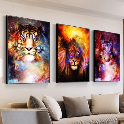 5D DIY Leeuw Wolf Tijger Diamant Schilderij Muur Kunst Canvas SchilderijBorduurwerk Mozaïek Kleurrijk Dier Lion 20X30CM