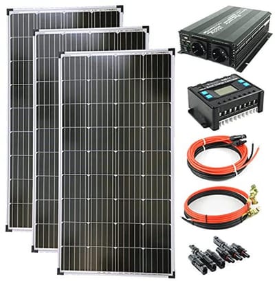 Complete set zonnepanelen met converter en laadregelaar - 390 Watt zonne-installatie