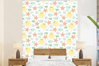 Behang - Fotobehang Zeedieren - Baby - Schelpen - Breedte 225 cm x hoogte 280 cm