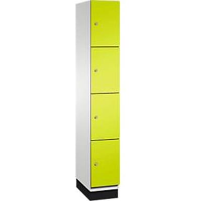C+P Cambio lockerkast, 1 vak, 4 vakken, met plint, B 300 x D 525 x H 1980 mm, lichtgrijs/kleedgroen