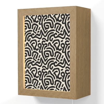 Wandlamp 15x20 cm - Oplaadbaar - Modern - Abstract - Zwart - Wandlampen binnen woonkamer - Slaapkamer lamp met kabel - Decoratieve nachtlamp - Vloerlamp snoer