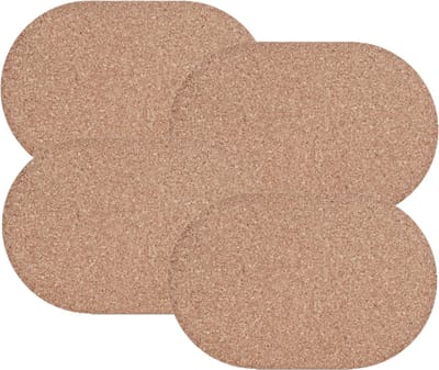 Zeller tafel Placemats - 4x stuks - ovaal - kurk - 44 x 29 cm - met waslaag - onderleggers